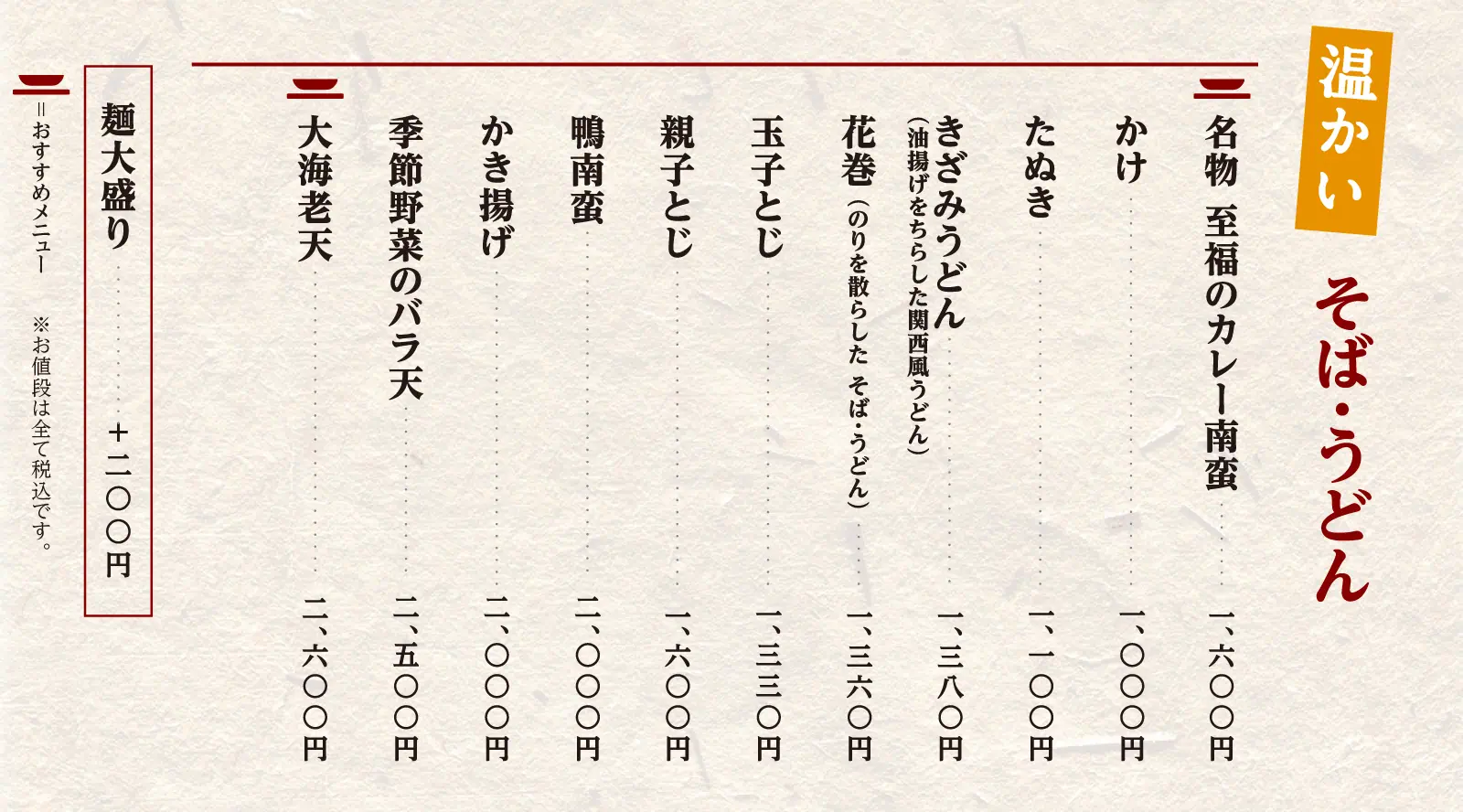 萬寿庵の温かいそば